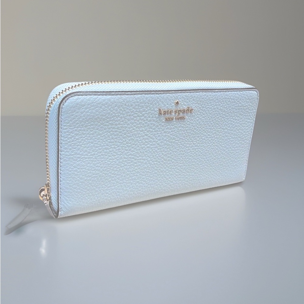 NEW KATE SPADE Zip Around Saffiano Leather Wallet w/Glitter Box